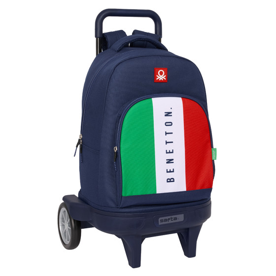 Mochila Con Ruedas Compact Evolution Extraible Benetton "Flag" 33 x 45 x 22 cm.