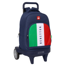 Mochila Con Ruedas Compact Evolution Extraible Benetton "Flag" 33 x 45 x 22 cm.