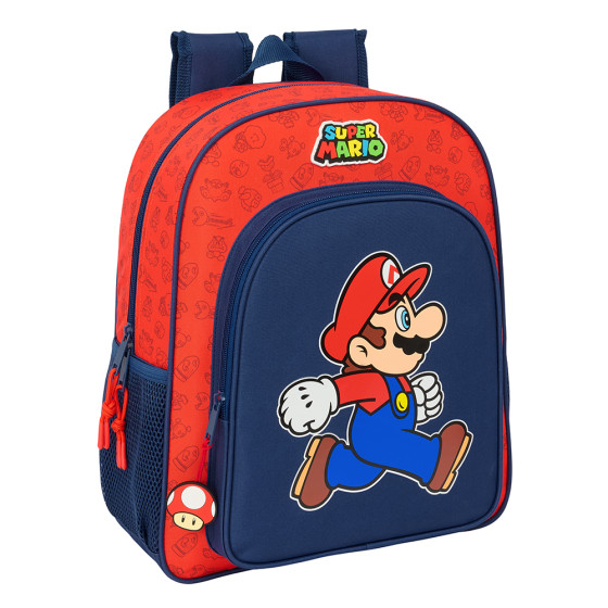 Mochila Junior Adaptable A Carro Super Mario "Trick" 32 x 38 x 12 cm.