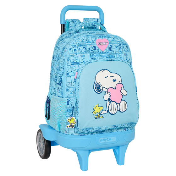 Mochila Con Ruedas Compact Evolution Extraible Snoopy "Love" 33 x 45 x 22 cm.