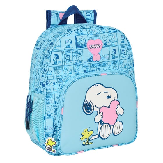 Mochila Junior Adaptable A Carro Snoopy "Love" 32 x 38 x 12 cm.