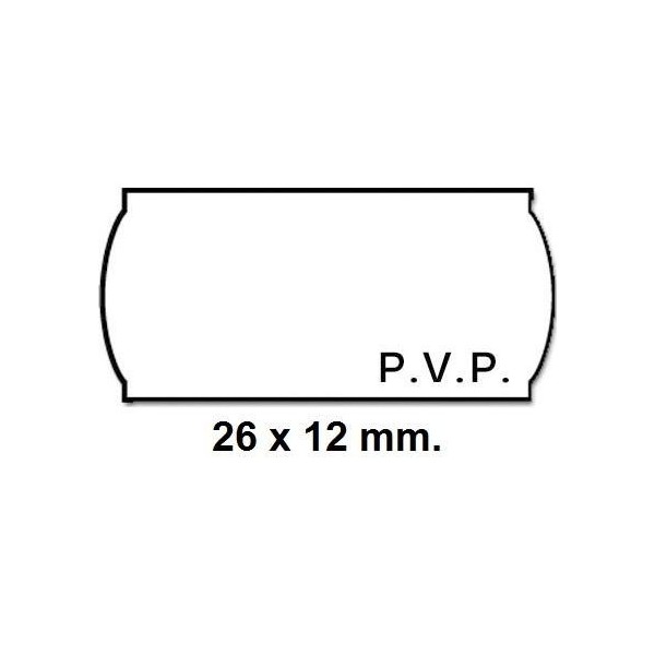Etiquetas METO Onduladas 26 x 12 mm. PVP Blanca Removible Rollo