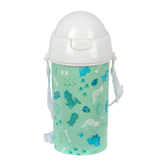 Botella 500Ml Apertura Automática Con Pajita Safta Preescolar "Dino" 