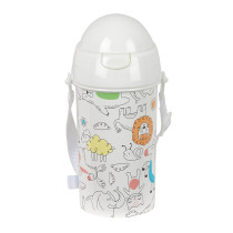 Botella 500Ml Apertura Automática Con Pajita Safta Preescolar "Zoo" 