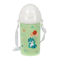 Botella 500Ml Apertura Automática Con Pajita Safta Preescolar "Fiesta" 