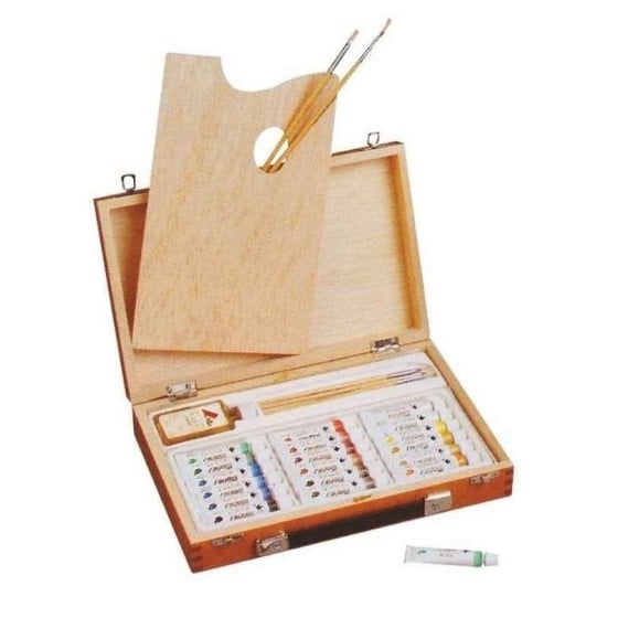 Estuche Madera Pinturas Oleo ARTES Cantidad x 18 Tubos