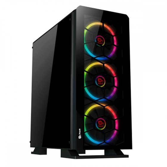 Talius - Caja Gargola LED RGB - Inc 3 Ventiladores RGB - NO GRABADORA - 2xUSB 2.0 - 1x USB 3.0 - Audio - 2x3.5"+2x2.5" - Cristal