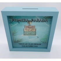 Hucha Decorativa Madera ROYMART "Primera Parada"