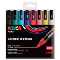 Rotulador POSCA Acrílico Base Agua PC-5M/8C Estuche De 8 Marcadores BASIC