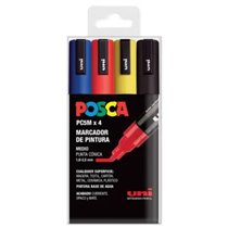 Rotulador POSCA Acrílico Base Agua PC-5M/4C Estuche De 4 Marcadores BASIC