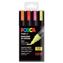 Rotulador POSCA Acrílico Base Agua PC-5M/4C Estuche De 4 Marcadores FLUOR