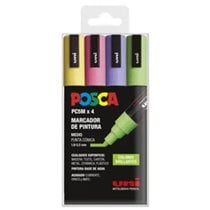 Rotulador POSCA Acrílico Base Agua PC-5M/4C Estuche De 4 Marcadores BRILLANTES