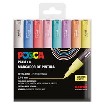 Rotulador POSCA Acrílico Base Agua PC-1M/8C Estuche De 8 Marcadores PASTEL