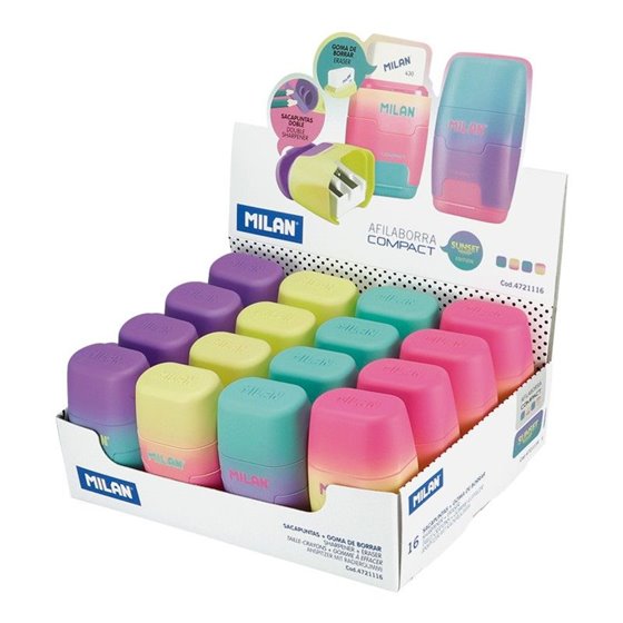 Afilaborras MILAN Goma + Sacapuntas Compact Sunset