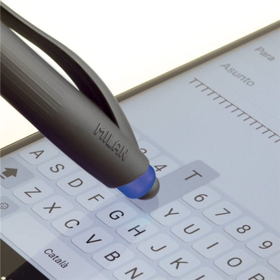 Caja Expositora 25 Bolígrafos MILAN P1 Touch Stylus Tinta Azul