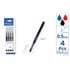 Bolígrafo Tinta Líquida BEBASIC Punta Aguja 0.5 mm. Blister x4 Piezas: 2 Azules 1 Rojo 1 Negro