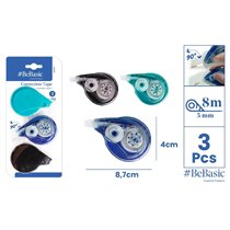 Corrector Cinta BEBASIC 5 mm. x 8 m. Blister x3 Unidades