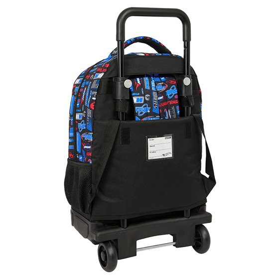 Mochila Grande Con Ruedas Compact Extraible Simple Hot Wheels 33 x 45 x 22 cm.