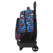 Mochila Grande Con Ruedas Compact Extraible Simple Hot Wheels 33 x 45 x 22 cm.