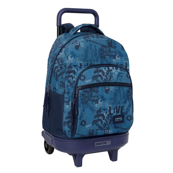 Mochila Grande Con Ruedas Compact Extraible Simple Safta "New Edition" 33 x 45 x 22 cm.