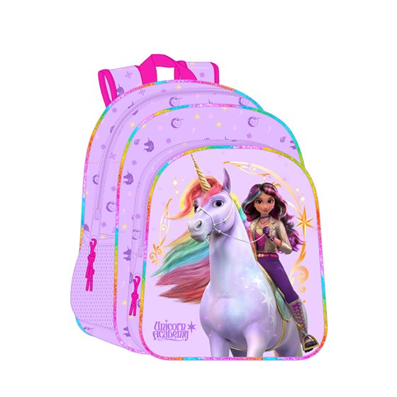Mochila Junior Adaptable A  Unicorn Academy 32 x 38 x 12 cm.