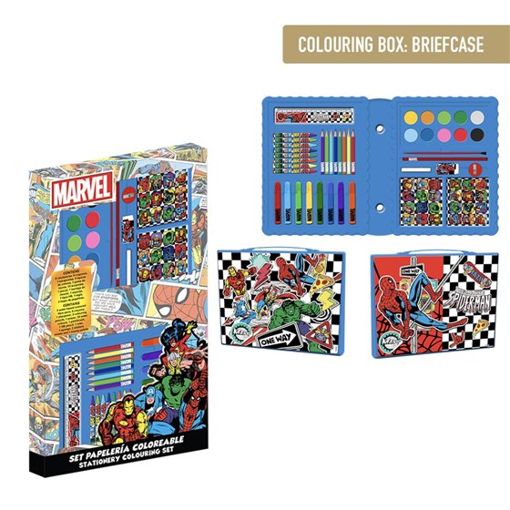 Set Papelería Coloreable Caja Avengers Cerdá 26.7 x 45.3 x 3.0 cm.