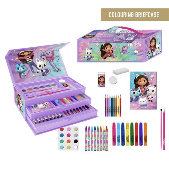 Set Papelería Coloreable Maletín Gabby´S Dollhouse Cerdá 26.0 x 10.0 x 13.0 cm.
