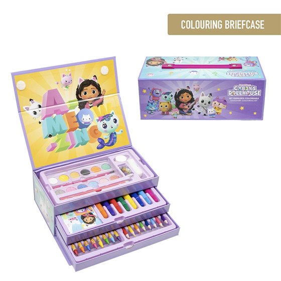 Set Papelería Coloreable Maletín Gabby´S Dollhouse Cerdá 26.0 x 10.0 x 14.0 cm.