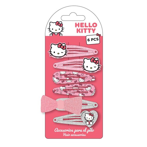 Accesorios Pelo Clips 6 Piezas Hello Kitty Cerdá 6.5 x 15.0 x 1.0 cm.