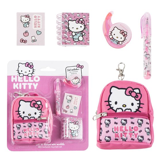 Set De Papelería Minimochila Hello Kitty Cerdá 19.5 x 22.5 x 4.5 cm.
