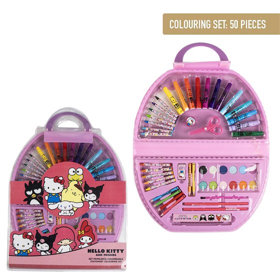 Set Papelería Coloreable 50 Piezas Hello Kitty Cerdá 41.0 x 58.0 x 3.0 cm.