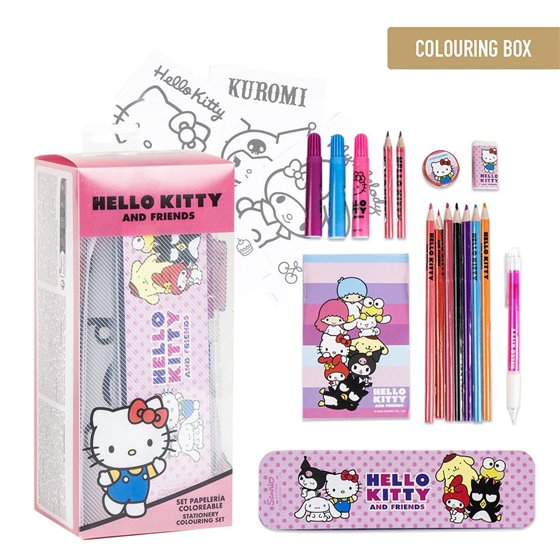 Set Papelería Coloreable Hello Kitty Cerdá 8.0 x 24.0 x 8.0 cm.