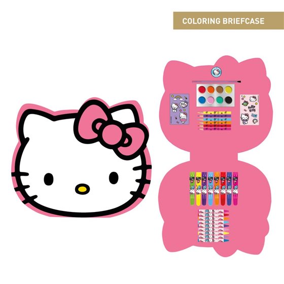 Set Papelería Coloreable Caja Hello Kitty Cerdá 23.5 x 3.5 x 27.5 cm.