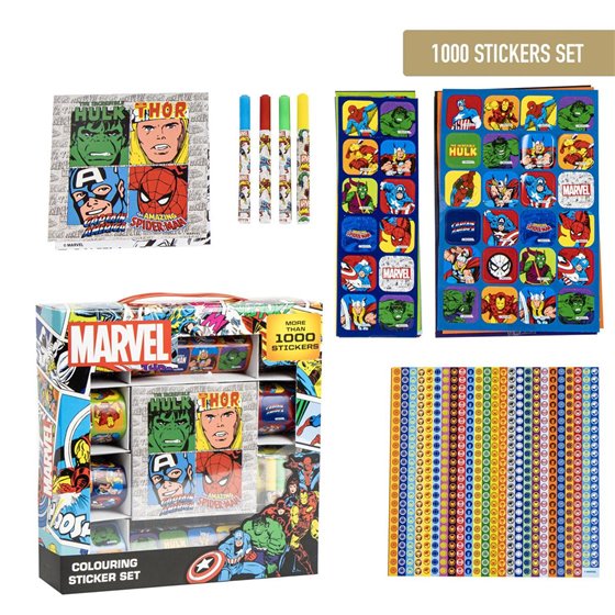 Pack Pegatinas 1000 Piezas Marvel Cerdá 21.5 x 21.5 x 5.2 cm.