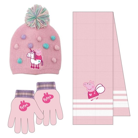 Conjunto 3 Piezas Bufanda Peppa Pig Cerdá 20.0 x 2.0 x 52.0 cm.