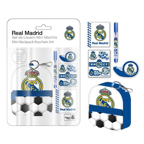 Set De Papelería Minimochila Real Madrid Cerdá 19.5 x 22.5 x 4.5 cm.