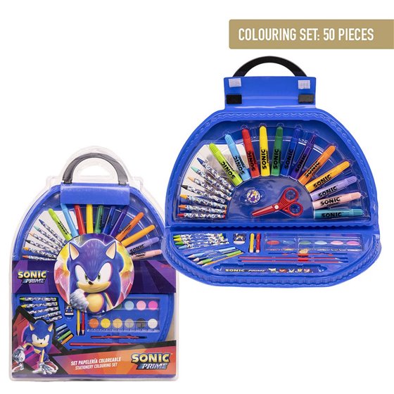 Set Papelería Coloreable 50 Piezas Sonic Prime Cerdá 41.0 x 58.0 x 3.0 cm.