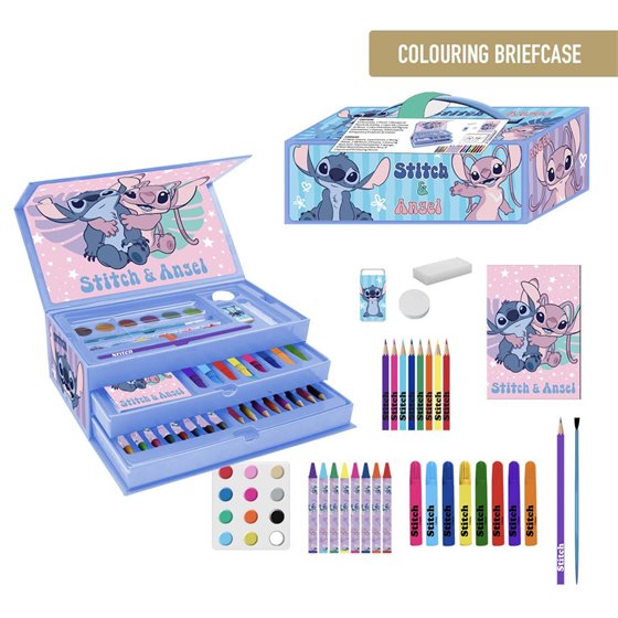 Set Papelería Coloreable Maletín Stitch Cerdá 26.0 x 10.0 x 13.0 cm.