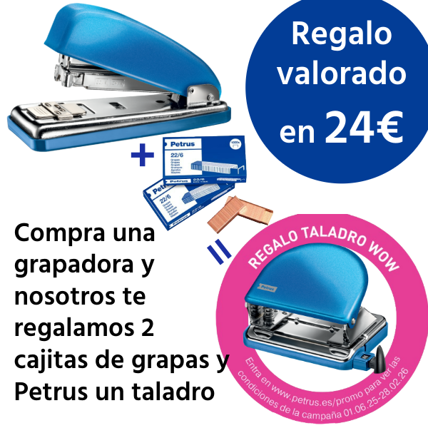Grapadora Metálica De Oficina Mod. 226 Wow De Petrus Turquesa