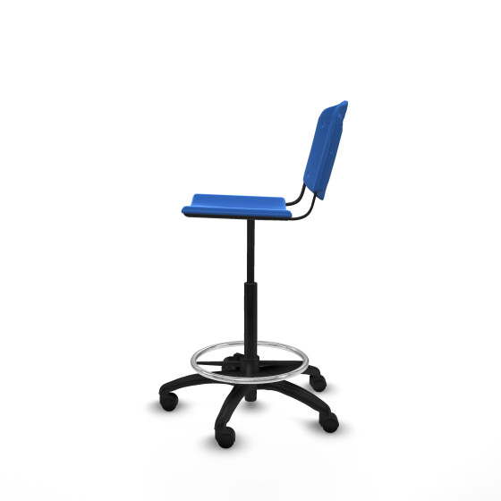Taburete Robledo giratorio plástico azul sin brazos base poliamida ruedas nailon 50mm