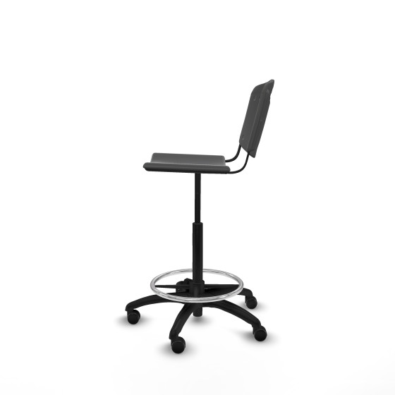 Taburete Robledo giratorio plástico gris oscuro sin brazos base poliamida ruedas engomadas 50mm