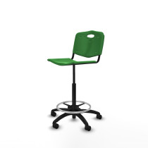Taburete Robledo giratorio plástico verde sin brazos base poliamida ruedas nailon 50mm