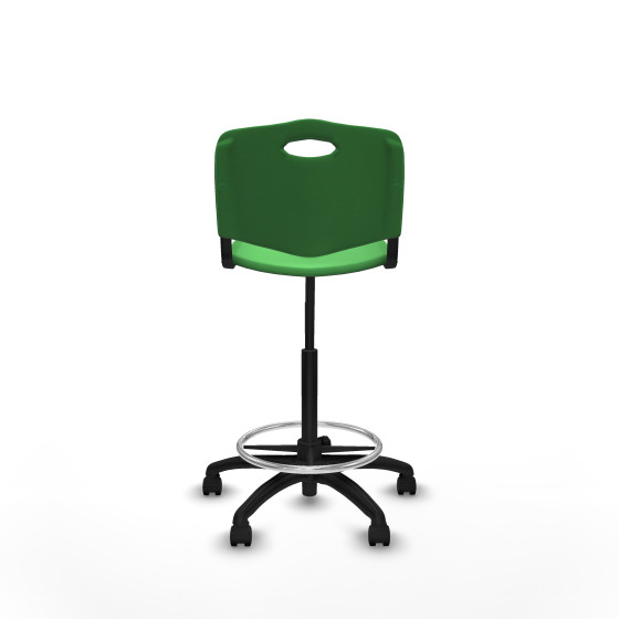 Taburete Robledo giratorio plástico verde sin brazos base poliamida ruedas nailon 50mm