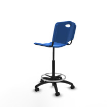 Taburete Robledo giratorio plástico azul sin brazos base poliamida ruedas engomadas 50mm
