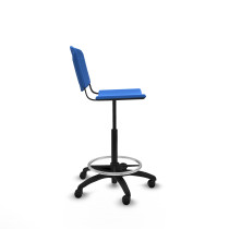 Taburete Robledo giratorio plástico azul sin brazos base poliamida ruedas engomadas 50mm