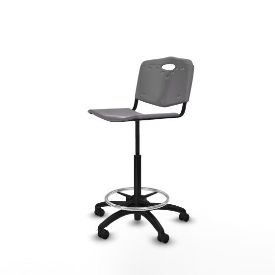 Taburete Robledo giratorio plástico gris claro sin brazos base poliamida ruedas engomadas 50mm