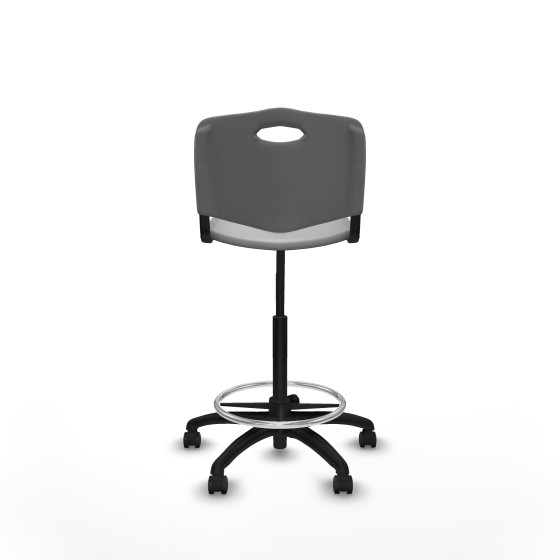 Taburete Robledo giratorio plástico gris claro sin brazos base poliamida ruedas engomadas 50mm