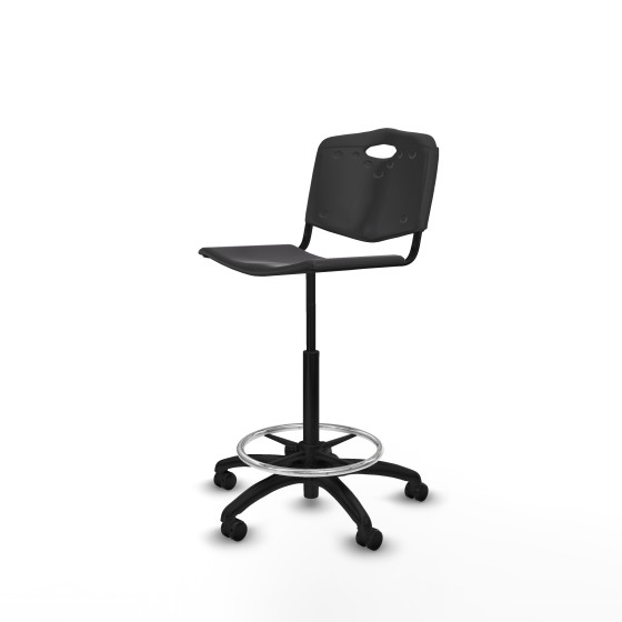 Taburete Robledo giratorio plástico negro sin brazos base poliamida ruedas autofrenantes 50mm