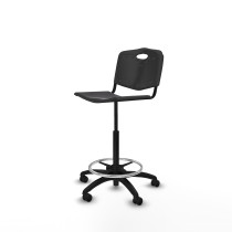 Taburete Robledo giratorio plástico negro sin brazos base poliamida ruedas autofrenantes 50mm