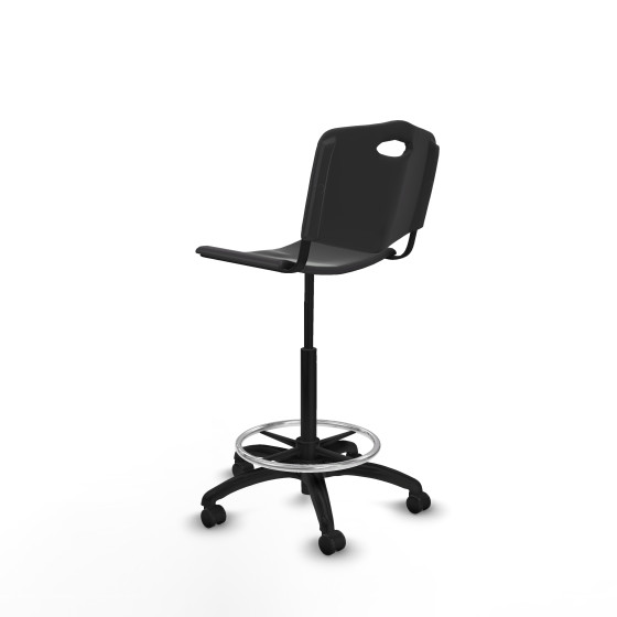 Taburete Robledo giratorio plástico negro sin brazos base poliamida ruedas autofrenantes 50mm